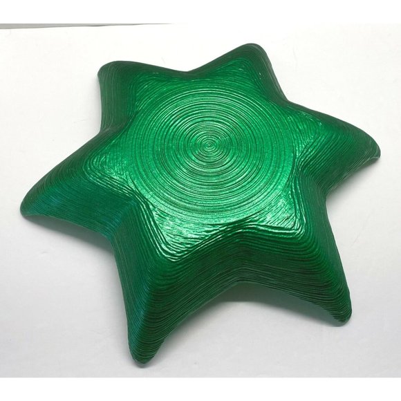 Green Swirl Star Serving Bowl Dish Appetizer Tray Arda Glassware 9" Across - Picture 2 of 7